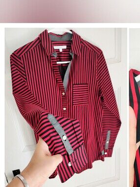 NWT Foxcroft Ruby Red On Black Resistant Professional Shirt